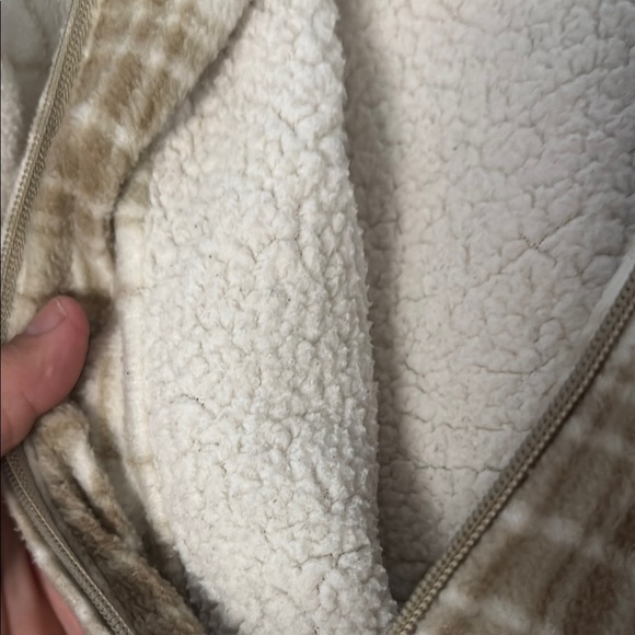 ZeroXposur Cream and Brown Jean Jacket with Cozy Hood - Picture 5 of 9